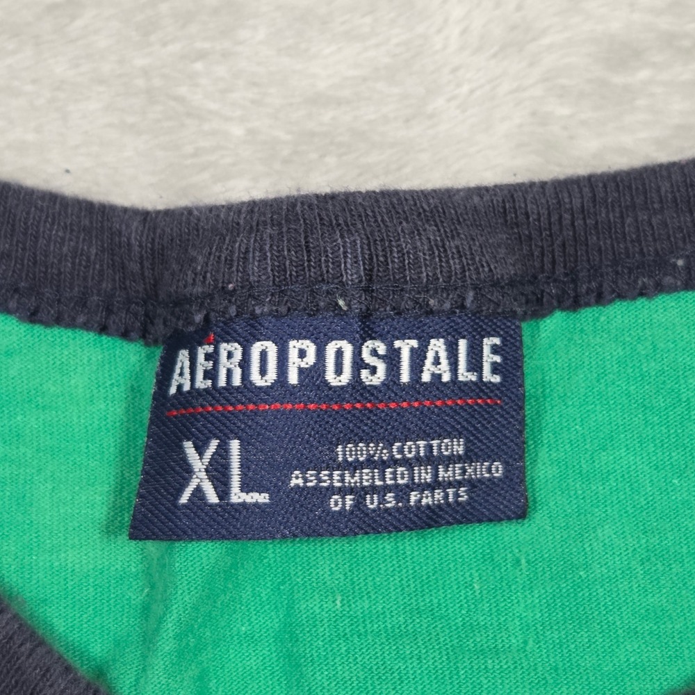 Y2k Aeropostale Mens XL Green Ringer Shirt 2000s Punk Grunge Preppy Skater Baggy - Picture 4 of 5